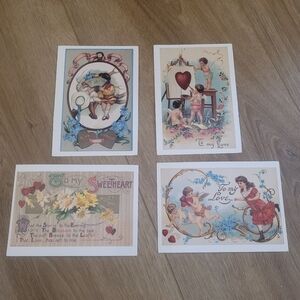 Vintage Romantic Valentine's Postcard Set of‎ 4